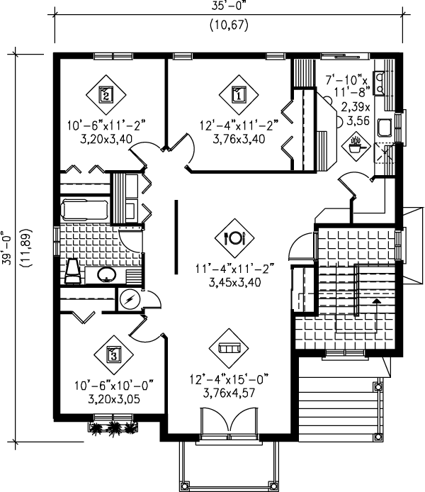 European Floor Plan - Upper Floor Plan #25-303