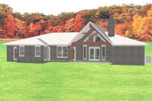 Exterior - Rear Elevation for Ranch House Plan #408-102 - 4 bed, 3 bath