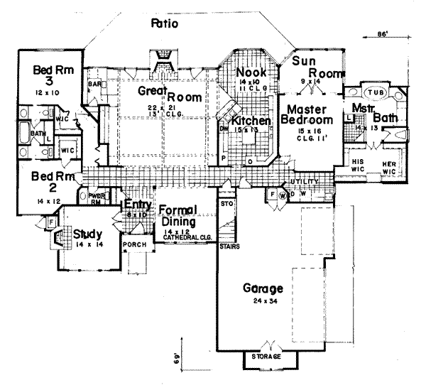 House Design - European Floor Plan - Main Floor Plan #52-117