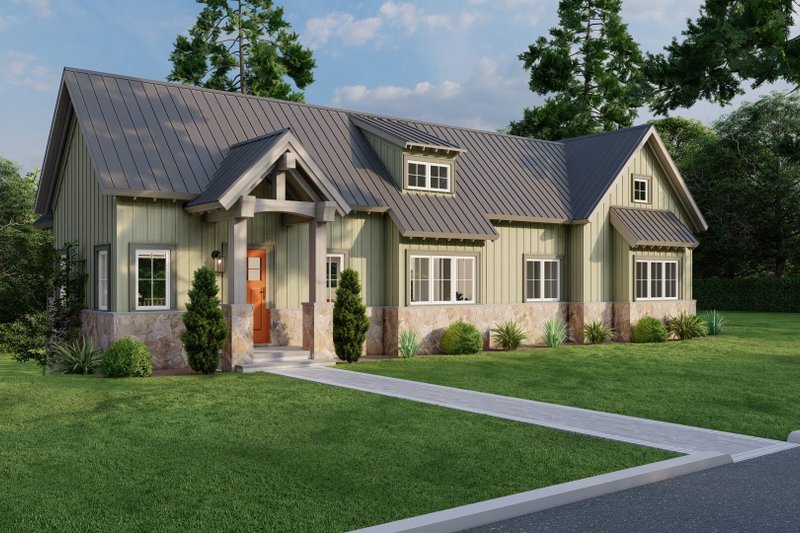 House Blueprint - Exterior - Front Elevation 3 for Cottage House Plan #923-345 - 2 bed, 2.5 bath