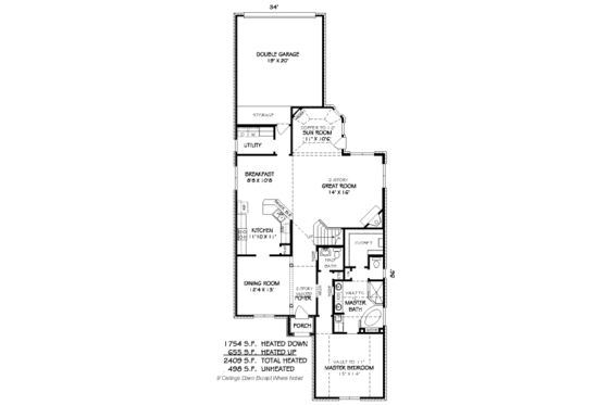 Floor Plan - Main Floor for European House Plan #424-156 - 3 bed, 2.5 bath