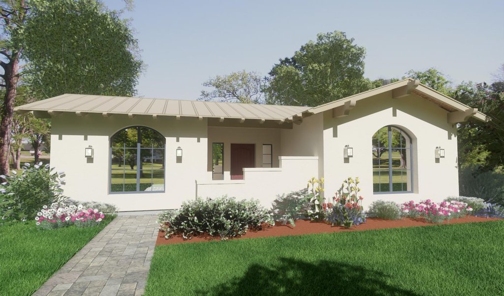 Exterior - Front Elevation 2 for Mediterranean House Plan #1126-8 - 1 bed, 1 bath