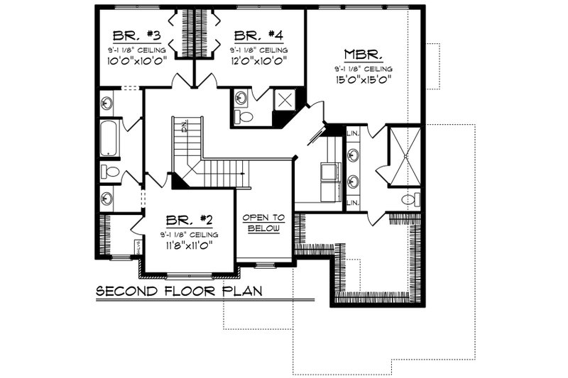 Home Plan - Floor Plan - Upper Floor for Craftsman House Plan #70-1278 - 4 bed, 2.5 bath