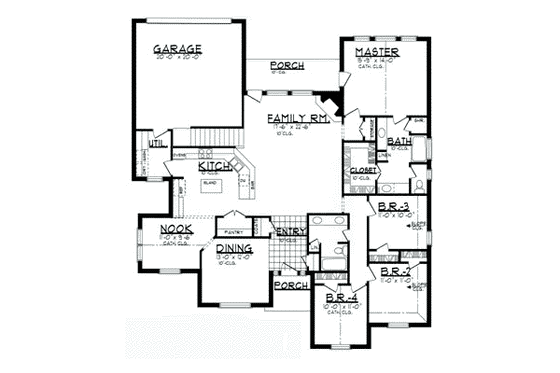 Floor Plan - Main Floor for Traditional House Plan #62-117 - 4 bed, 2 bath