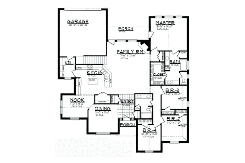 Dream House Plan - Floor Plan - Main Floor for Traditional House Plan #62-117 - 4 bed, 2 bath