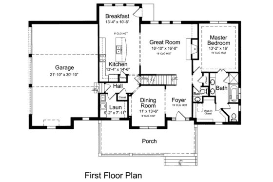 Floor Plan - Main Floor for Country House Plan #46-440 - 4 bed, 2.5 bath