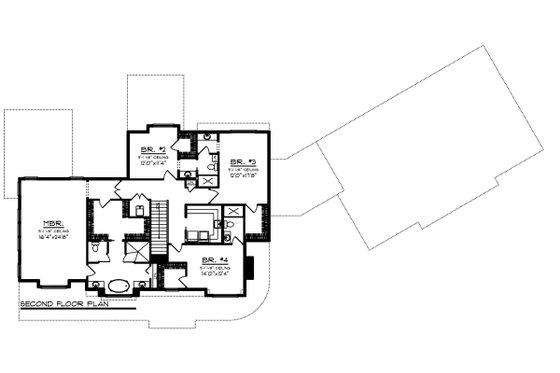 Floor Plan - Upper Floor for Country House Plan #70-1488 - 5 bed, 4.5 bath