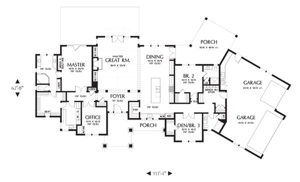Architectural House Design - Ranch Floor Plan - Main Floor Plan #48-712