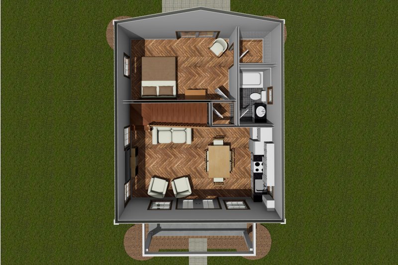 Home Plan - Floor Plan - Main Floor for Cottage House Plan #513-2243 - 1 bed, 1 bath