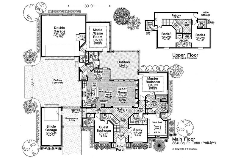 House Blueprint - Floor Plan - Main Floor for Farmhouse House Plan #310-1319 - 4 bed, 3.5 bath