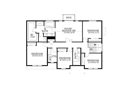 Floor Plan - Upper Floor for Craftsman House Plan #53-654 - 6 bed, 2.5 bath