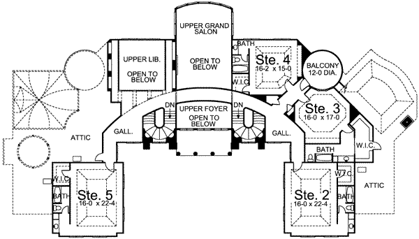 European Floor Plan - Upper Floor Plan #119-166