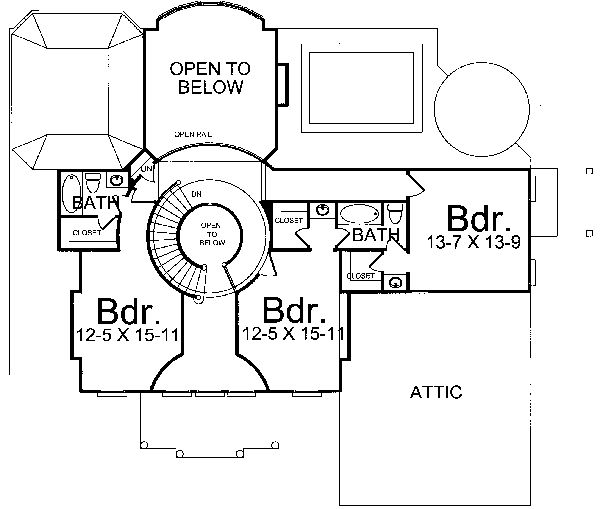 House Blueprint - European Floor Plan - Upper Floor Plan #119-133