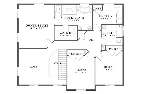 Floor Plan - Upper Floor for Farmhouse House Plan #1060-250 - 3 bed, 2.5 bath