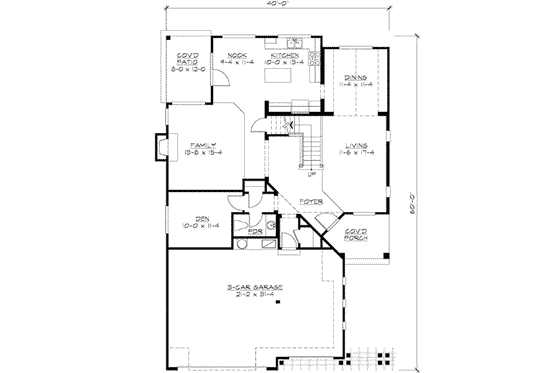Floor Plan - Main Floor for Craftsman House Plan #132-126 - 4 bed, 2.5 bath