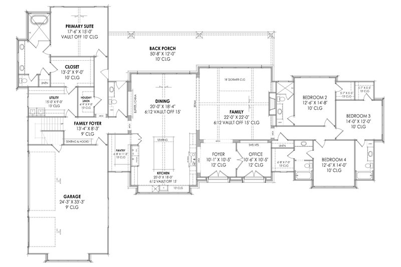 Architectural House Design - Floor Plan - Main Floor for Tudor House Plan #1096-19 - 4 bed, 4.5 bath