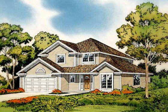 Exterior - Front Elevation for Traditional House Plan #312-199 - 3 bed, 2.5 bath