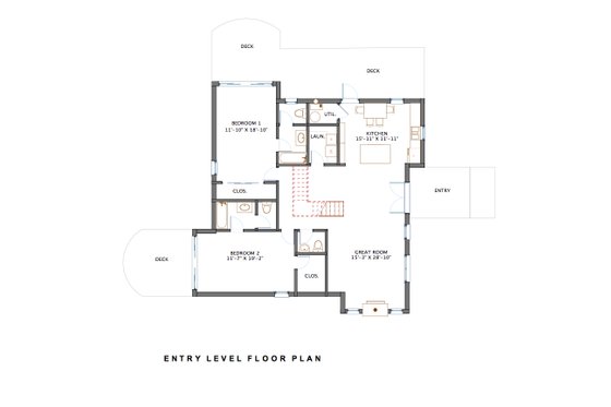 Floor Plan - Main Floor for Cottage House Plan #535-5 - 2 bed, 2.5 bath