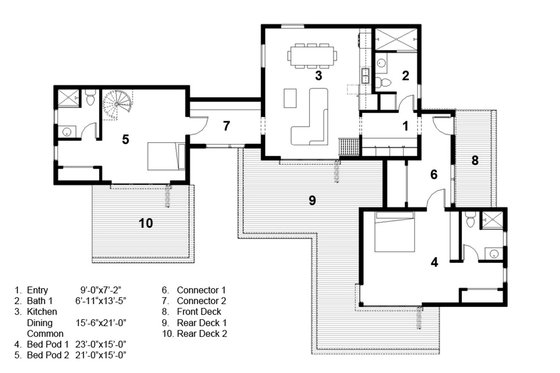 Floor Plan - Main Floor for Modern House Plan #497-56 - 3 bed, 3 bath