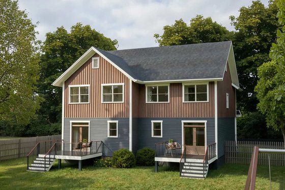 Exterior - Rear Elevation for Craftsman House Plan #79-372 - 3 bed, 2.5 bath