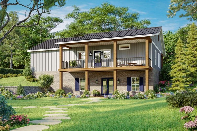Architectural House Design - Exterior - Rear Elevation for Ranch House Plan #21-470 - 1 bed, 1.5 bath