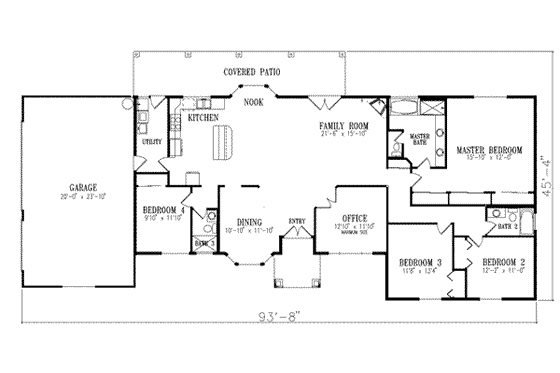 Floor Plan - Main Floor for Mediterranean House Plan #1-542 - 4 bed, 3 bath
