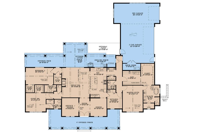 House Plan Design - Floor Plan - Main Floor for Farmhouse House Plan #923-450 - 3 bed, 3.5 bath