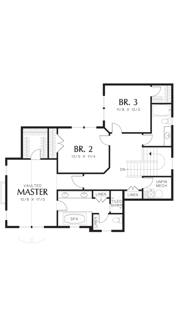 Craftsman Floor Plan - Upper Floor Plan #48-577
