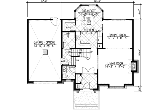 Floor Plan - Main Floor for European House Plan #138-106 - 3 bed, 1.5 bath
