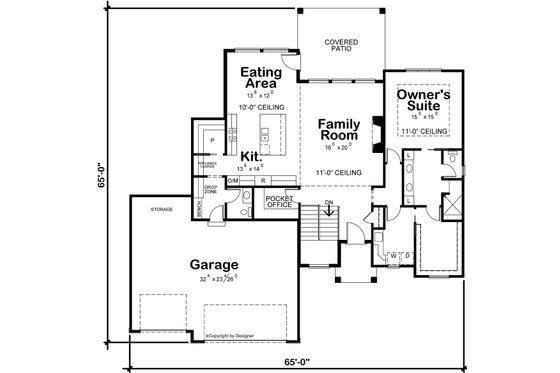 Floor Plan - Main Floor for Contemporary House Plan #20-2524 - 3 bed, 2.5 bath