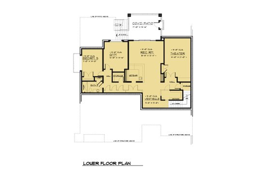 Floor Plan - Lower Floor for Contemporary House Plan #1066-56 - 5 bed, 5.5 bath