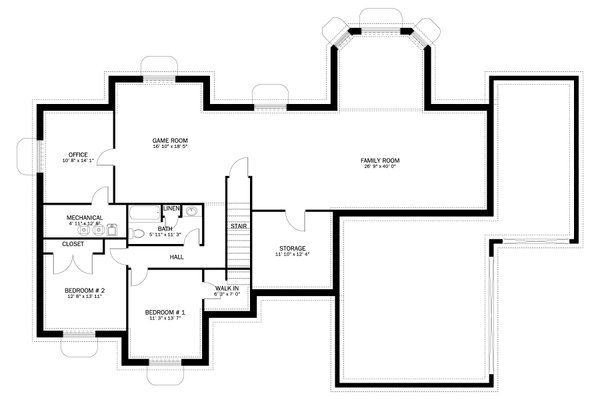 Traditional Floor Plan - Lower Floor Plan #1060-107