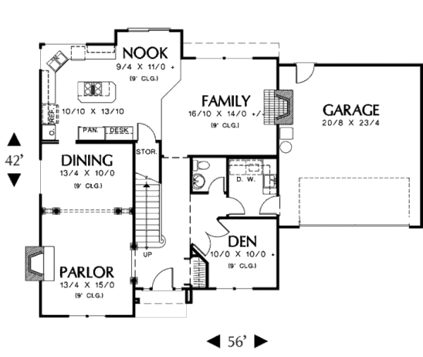 House Blueprint - Traditional Floor Plan - Main Floor Plan #48-448