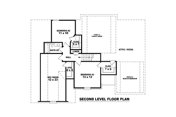 Floor Plan - Upper Floor for European House Plan #81-1436 - 3 bed, 2.5 bath