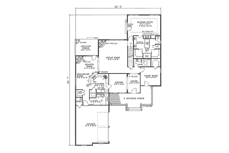 Architectural House Design - Floor Plan - Main Floor for Traditional House Plan #17-291 - 4 bed, 3 bath