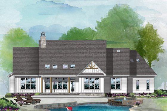 Exterior - Rear Elevation for Farmhouse House Plan #929-1128 - 3 bed, 2 bath