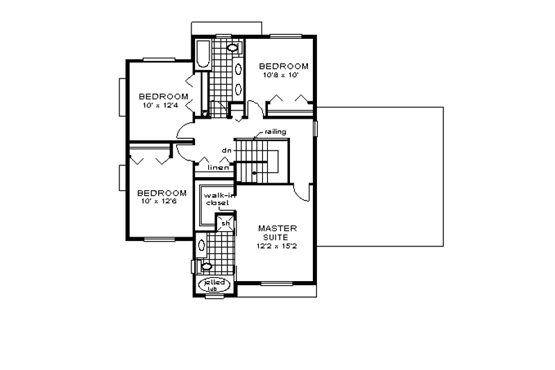 House Blueprint - Floor Plan - Upper Floor for Farmhouse House Plan #18-268 - 4 bed, 2.5 bath