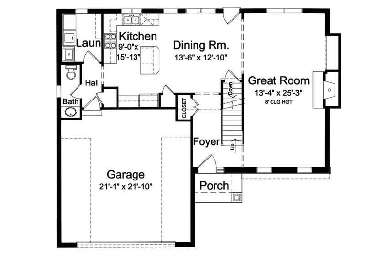 Dream House Plan - Floor Plan - Main Floor for Traditional House Plan #46-495 - 4 bed, 2.5 bath