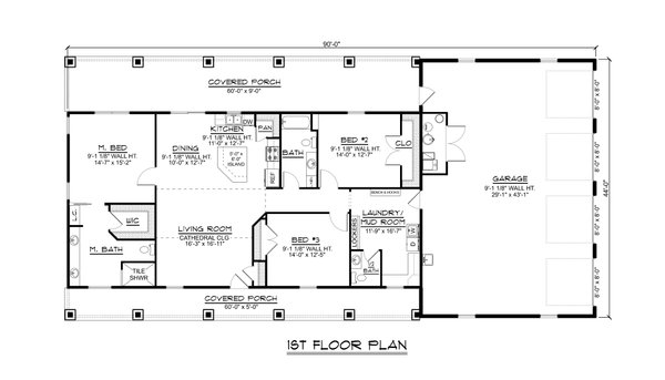 Country Style House Plan - 3 Beds 2.5 Baths 1803 Sq/Ft Plan #1064-271 ...