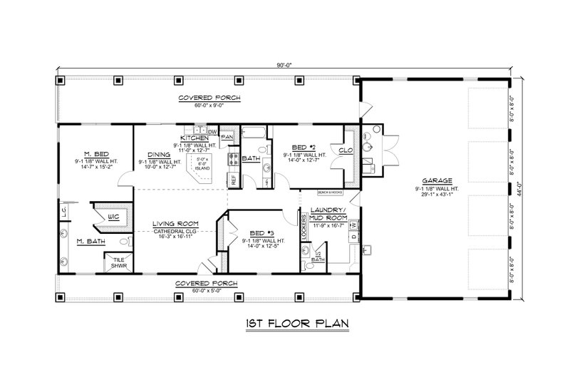 House Blueprint - Floor Plan - Main Floor for Country House Plan #1064-271 - 3 bed, 2.5 bath