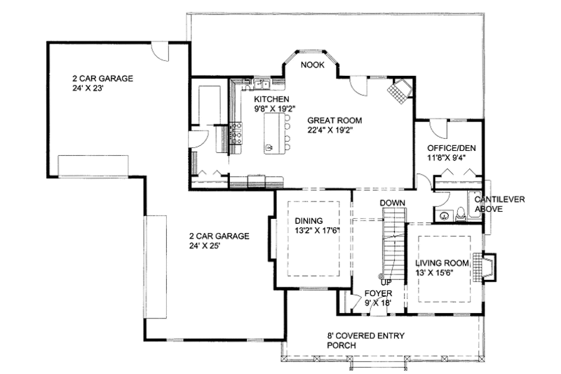 Dream House Plan - Floor Plan - Main Floor for Bungalow House Plan #117-690 - 3 bed, 3 bath