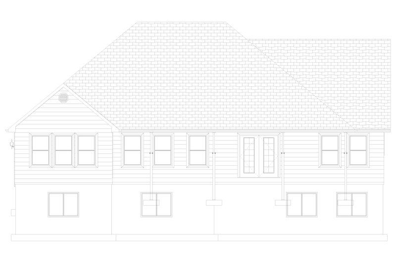 House Blueprint - Exterior - Rear Elevation 1 for Ranch House Plan #1060-376 - 3 bed, 2.5 bath