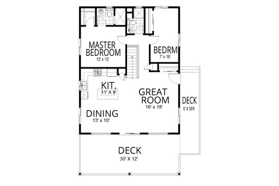 Floor Plan - Main Floor for Beach House Plan #112-265 - 2 bed, 2 bath