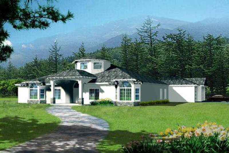 House Design - Adobe / Southwestern Exterior - Front Elevation Plan #1-1000