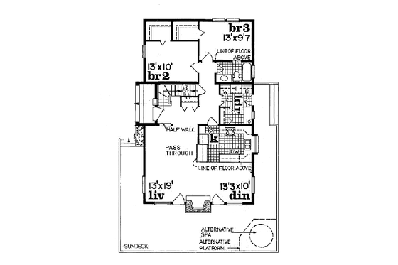 Floor Plan - Main Floor for Modern House Plan #47-189 - 3 bed, 2 bath