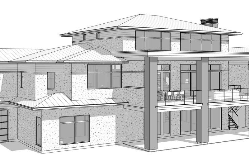 Dream House Plan - Exterior - Rear Elevation 3 for Contemporary House Plan #1114-101 - 5 bed, 4.5 bath