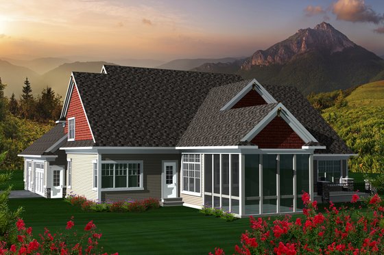 Exterior - Rear Elevation for Country House Plan #70-1148 - 4 bed, 3.5 bath
