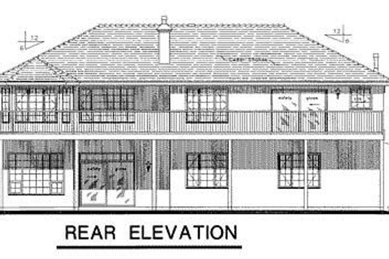 Exterior - Rear Elevation for Mediterranean House Plan #18-1009 - 3 bed, 2 bath