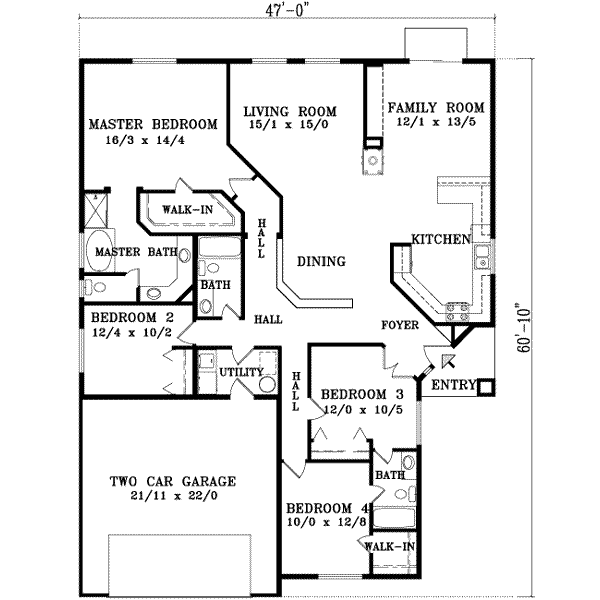 Ranch Floor Plan - Main Floor Plan #1-991