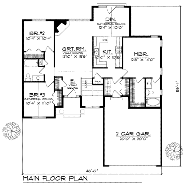 Home Plan - Traditional Floor Plan - Main Floor Plan #70-125